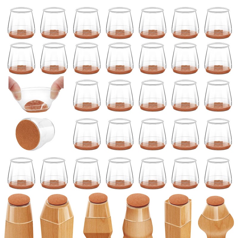 Joeyrras 36Pcs Silicone Chair Leg Floor Protectors,Floor Protectors for Chairs,Rubber Chair Leg Protectors for Hardwood Floors,Chair Leg Caps Chair Leg Covers for Wooden Floors(Clear, XSmall) - Image 1